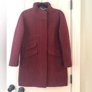 J Crew Womens Italian Stadium Cloth Nello Gori Cocoon Wool Coat Burgundy Sz 6P